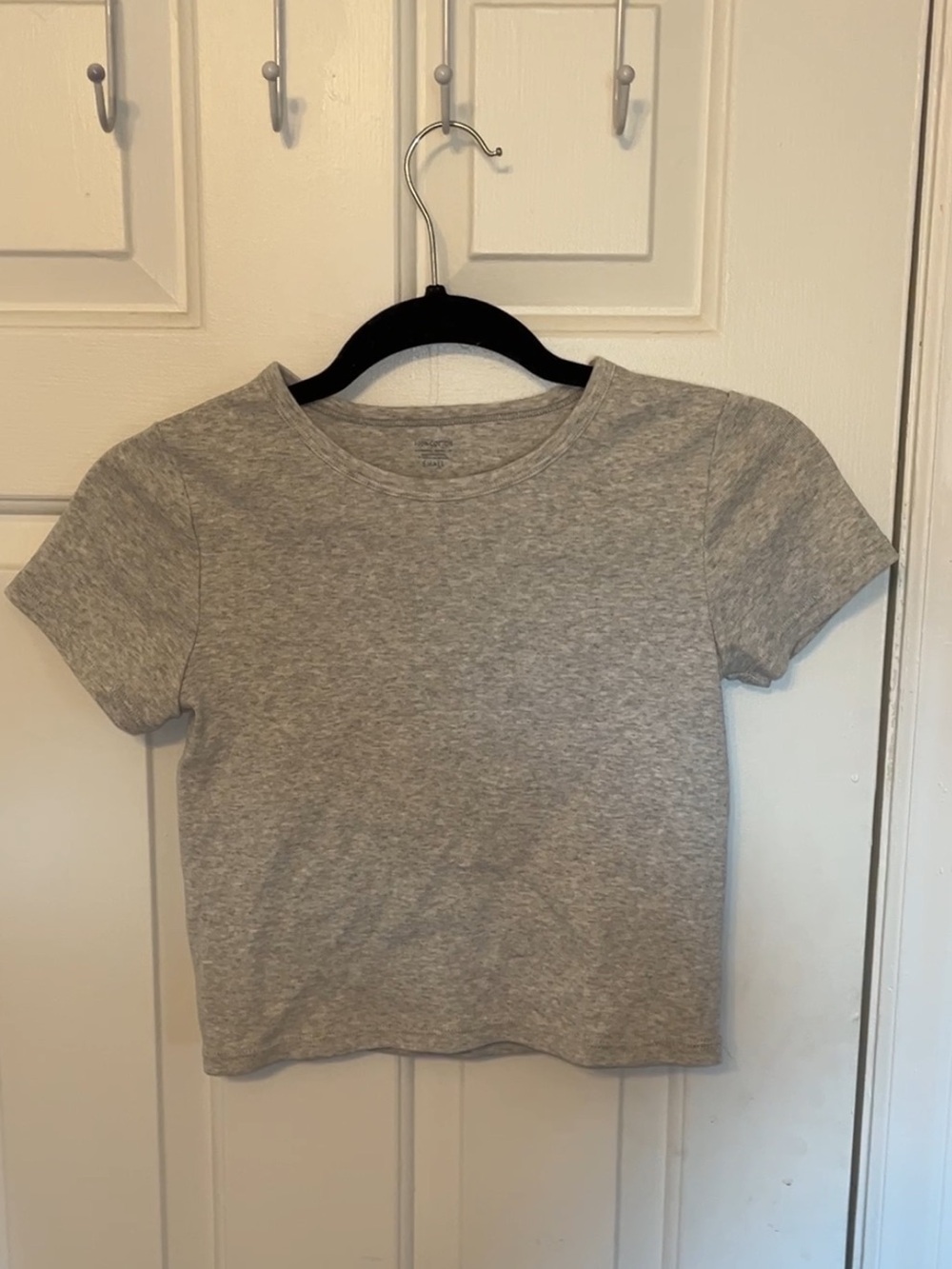 Heather Gray Cropped Crewneck Tee 100% Cotton
